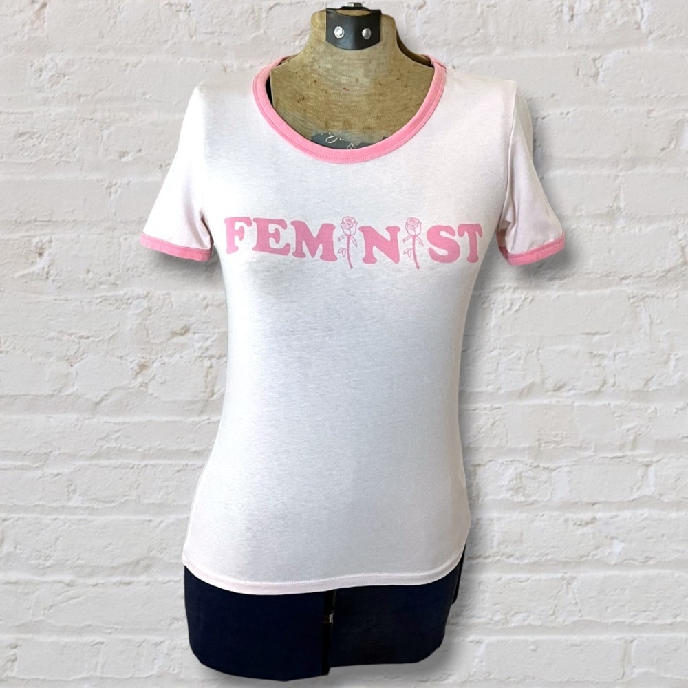 Divided by H&M Pink Short Sleeve Feminist Fitted Graphic Tee